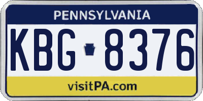 PA license plate KBG8376