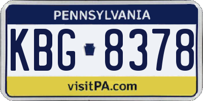 PA license plate KBG8378