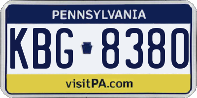 PA license plate KBG8380