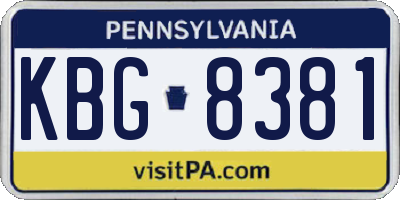 PA license plate KBG8381