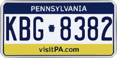 PA license plate KBG8382