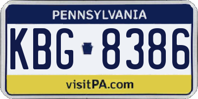 PA license plate KBG8386