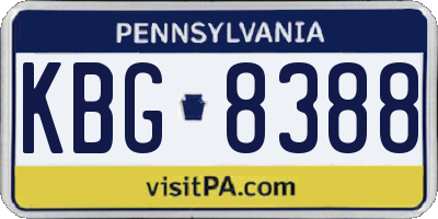 PA license plate KBG8388