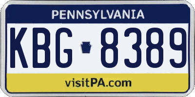 PA license plate KBG8389