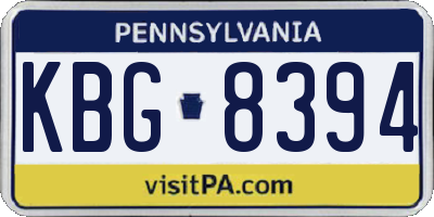 PA license plate KBG8394