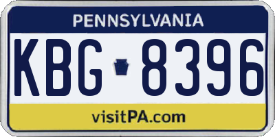 PA license plate KBG8396