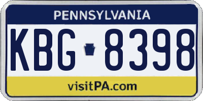 PA license plate KBG8398