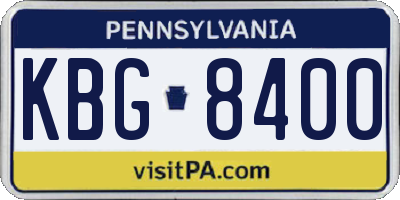 PA license plate KBG8400