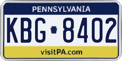 PA license plate KBG8402