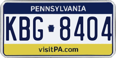PA license plate KBG8404