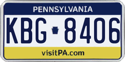 PA license plate KBG8406