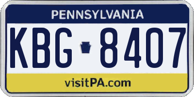 PA license plate KBG8407