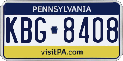 PA license plate KBG8408