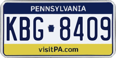 PA license plate KBG8409