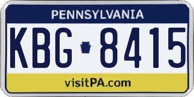 PA license plate KBG8415