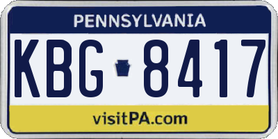 PA license plate KBG8417