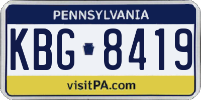 PA license plate KBG8419