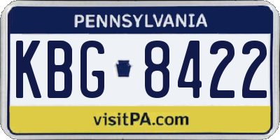 PA license plate KBG8422