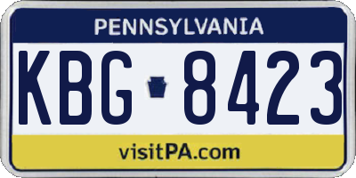 PA license plate KBG8423