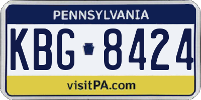 PA license plate KBG8424