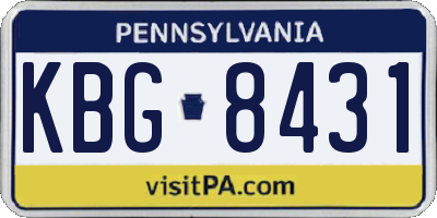 PA license plate KBG8431