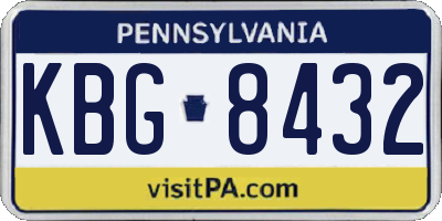PA license plate KBG8432