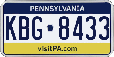 PA license plate KBG8433