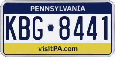 PA license plate KBG8441