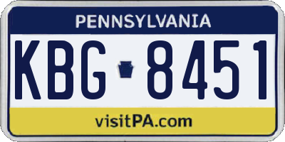 PA license plate KBG8451