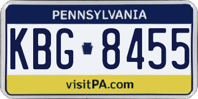 PA license plate KBG8455