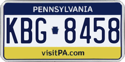 PA license plate KBG8458