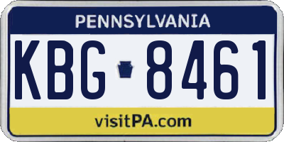 PA license plate KBG8461