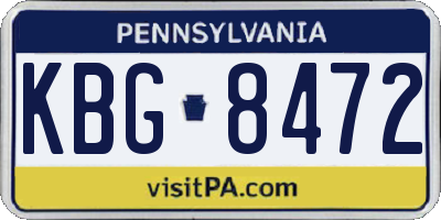 PA license plate KBG8472