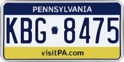PA license plate KBG8475