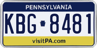 PA license plate KBG8481