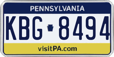 PA license plate KBG8494