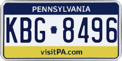 PA license plate KBG8496