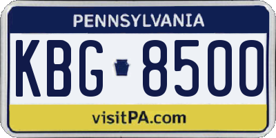 PA license plate KBG8500