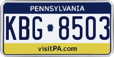 PA license plate KBG8503