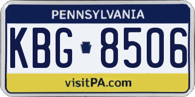 PA license plate KBG8506