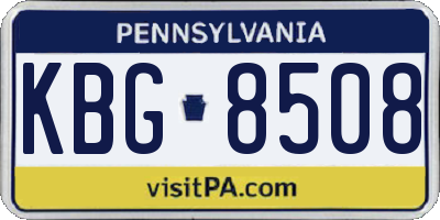PA license plate KBG8508