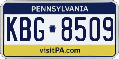 PA license plate KBG8509