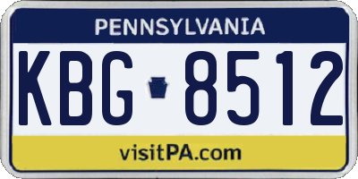 PA license plate KBG8512