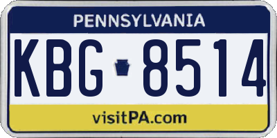 PA license plate KBG8514