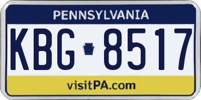 PA license plate KBG8517