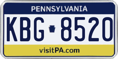 PA license plate KBG8520