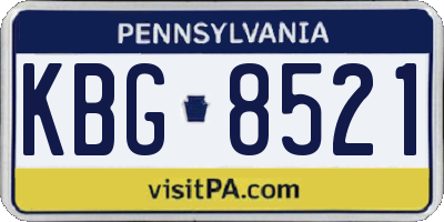 PA license plate KBG8521