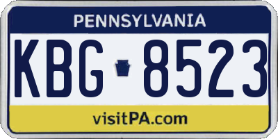 PA license plate KBG8523