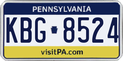 PA license plate KBG8524