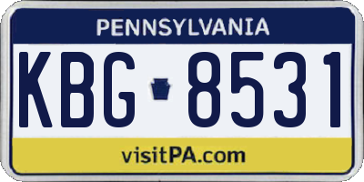 PA license plate KBG8531